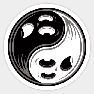 Ghost Yin Yang Black and White Sticker